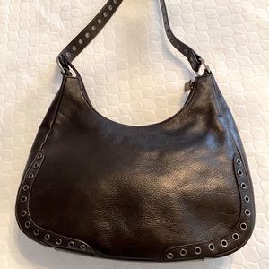 Dark brown leather shoulder purse